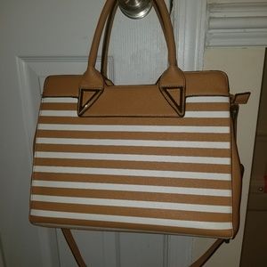 Tan & White Handbag